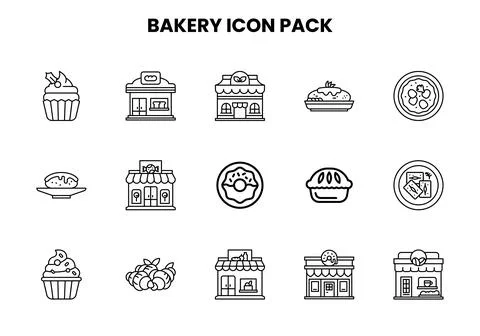 Bakery Line Design Icons Pack Illustrazione stock