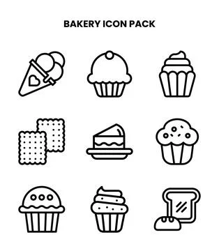 Bakery Line Design Icons Pack Stock Illustration