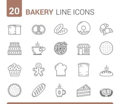 Bakery Line Icons 스톡 일러스트