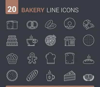 Bakery Line Icons Illustrazione stock