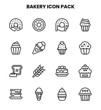 Bakery Line Icons Pack Illustrazione stock