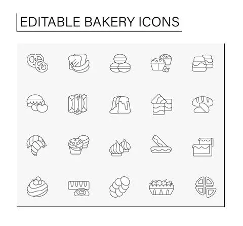 Bakery line icons set Illustrazione stock