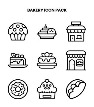 Bakery Line Scalable Icons Pack Stock Illustration