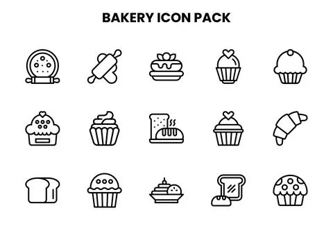 Bakery Line UI Icons Pack Illustrazione stock