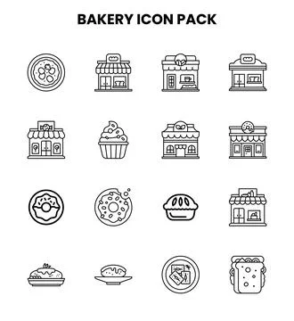 Bakery Line Vector Icons Pack Stock Illustration