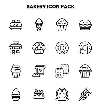 Bakery Line Vector Icons Pack Stock Illustration