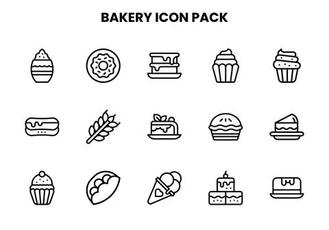 Bakery Line Vector Icons Pack Illustrazione stock
