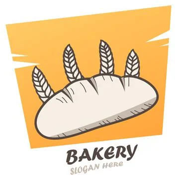 Bakery logo with bread and wheat Stock Illustration