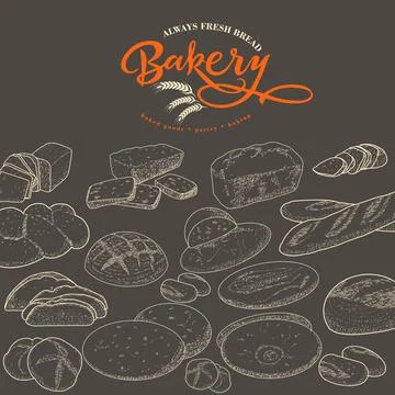 Bakery logo, bread in a basket Illustrazione stock