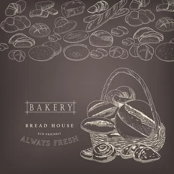 Bakery logo, bread in a basket Stock Illustration