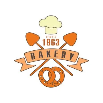 Bakery logo template, estd 1963, bread shop badge retro food label design vector Stock Illustration