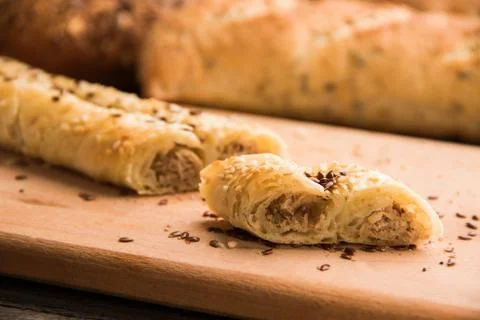 Bakery meat rolls Stock Photos