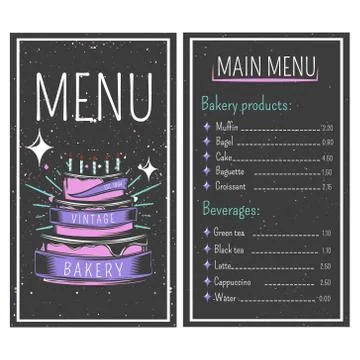 Bakery Menu Vintage Style Stock Illustration