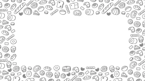 Bakery moving frame pattern background cartoon hand drawing outline stroke Video stock 94011901