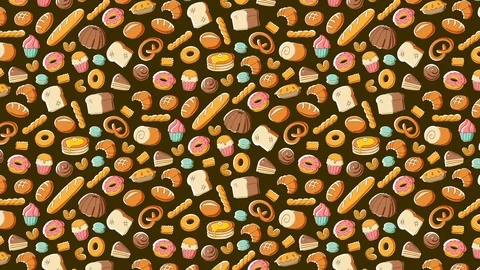 Bakery moving pattern background cartoon hand drawing illustration Stock-Footage 94011073