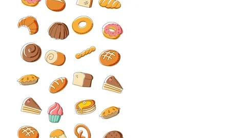 Bakery moving pattern background cartoon hand drawing illustration Stock Footage 94021886