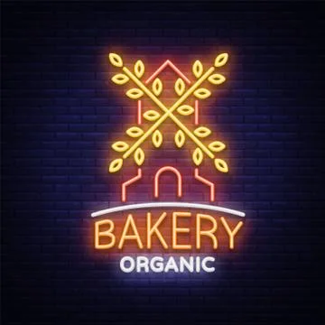Bakery organic logo, fresh bread, loaf. Vector illustration on bakery, baking Stock Illustration