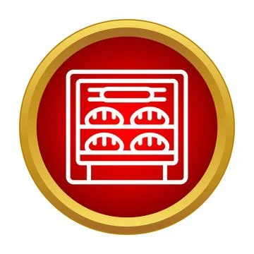 Bakery oven baking fresh bread loaves icon Stock Illustration