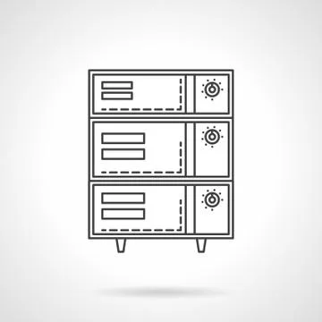 Bakery oven with switches flat line vector icon Stock Illustration