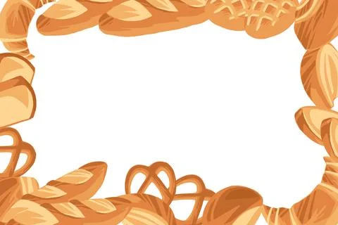 Bakery pattern with different breads flat vector illustration in white backgr イラスト素材