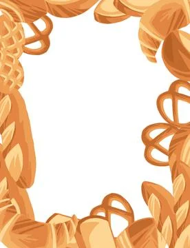 Bakery pattern with different breads flat vector illustration in white backgr イラスト素材