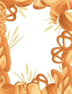 Bakery pattern with different breads flat vector illustration in white backgr イラスト素材