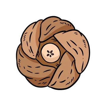 Bakery pie with apple slice icon. Freshly baked bread doodle isolated on whit Illustrazione stock