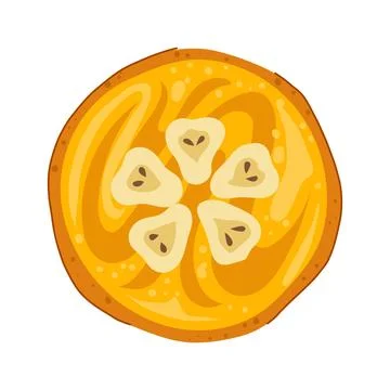 Bakery pie with fruit slices top view vector Stock Illustration