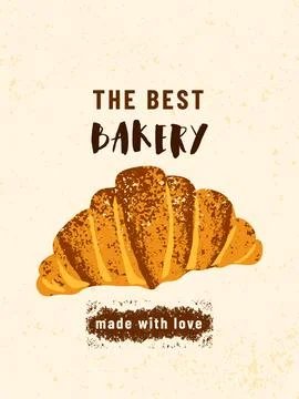 Bakery poster background vector illustration with baked product and fresh pastry Stock Illustration