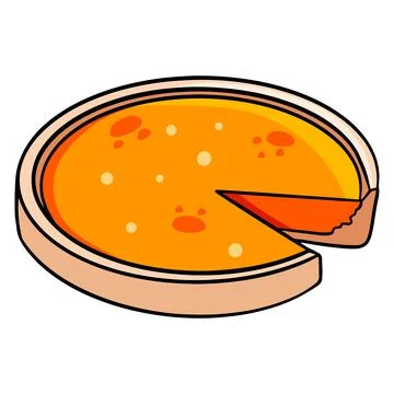 Bakery products. Appetizing pumpkin pie with a cut piece of cake. Stock Illustration