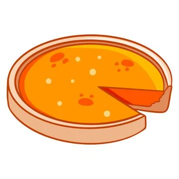 Bakery products. Appetizing pumpkin pie with a cut piece of cake. Stock Illustration