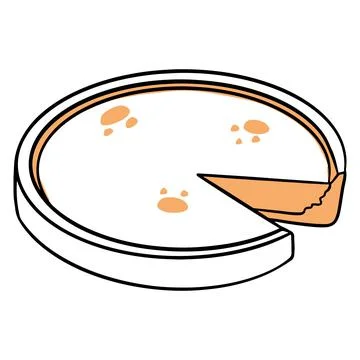 Bakery products. Appetizing pumpkin pie with a cut piece of cake. Stock Illustration