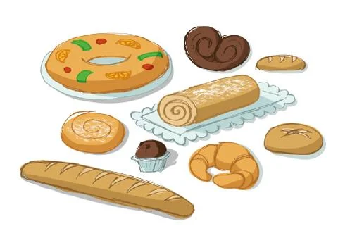 BAKERY PRODUCTS SET Illustrazione stock