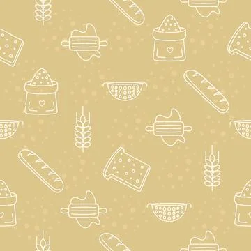 Bakery products, vector seamless pattern Stockillustratie