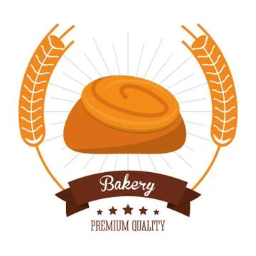 Bakery roll bread wiyh syrup premium quality label Stock Illustration
