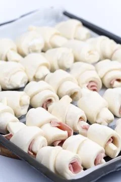 Bakery rolls prepared for baking Stock Photos