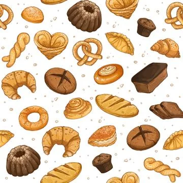 Bakery seamless background Stock Illustration