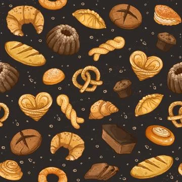 Bakery seamless background Stock Illustration