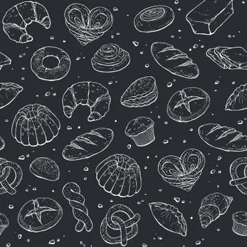 Bakery seamless background Stock Illustration