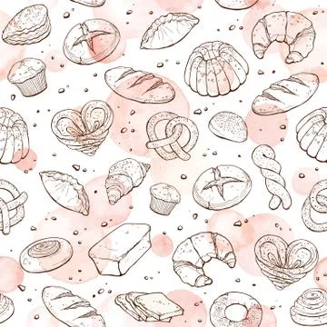 Bakery seamless background Stock Illustration