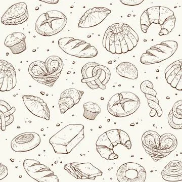 Bakery seamless background Stock Illustration