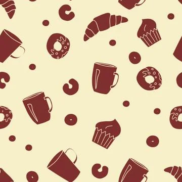 Bakery seamless pattern background. Stock Illustration