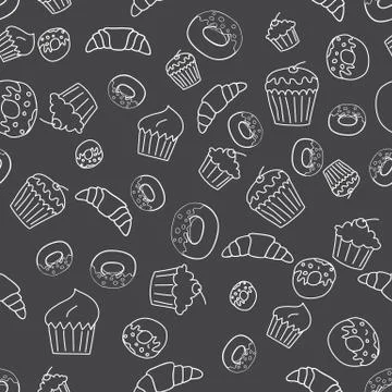 Bakery seamless pattern background. Stock Illustration