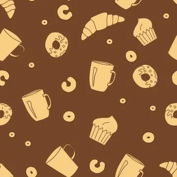 Bakery seamless pattern background. Stock Illustration