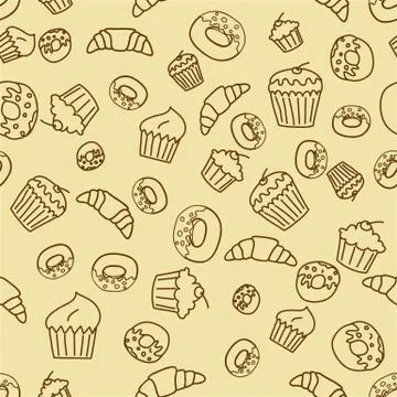 Bakery seamless pattern background. Stock Illustration