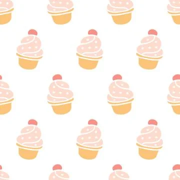 Bakery seamless pattern cupcake and muffin doodles Illustrazione stock