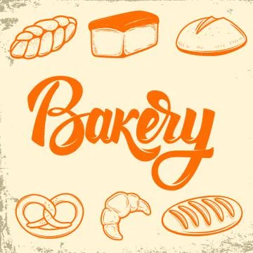 Bakery. Set of bread icons. Design elements for logo, label, emb Illustrazione stock