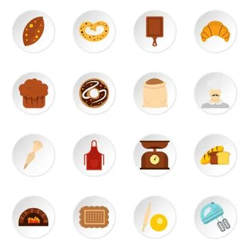 Bakery set flat icons イラスト素材