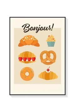 Bakery set vector illustration in a poster frame. Stock-Illustration