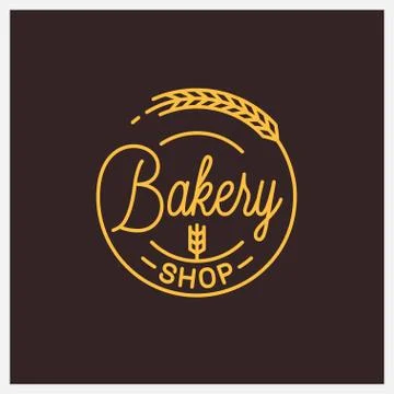 Bakery shop logo. Round linear logo of bakery Stock Illustration